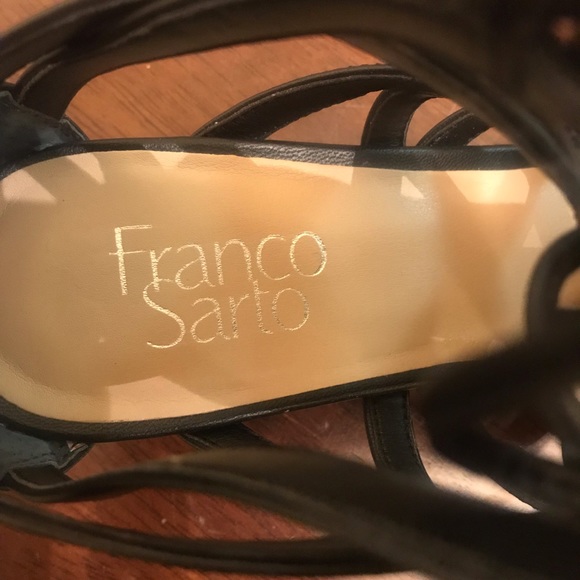 NWOT Franco Sarto Black GLADIATOR Wedge Heels 7M - Picture 6 of 8